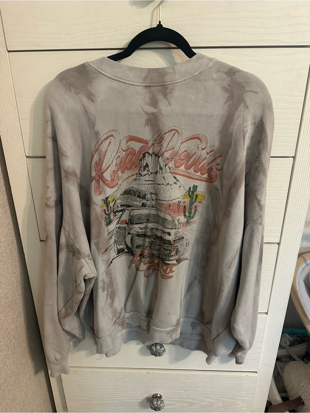Buckle Gray Tie-Dye Crewneck with Desert Graphic